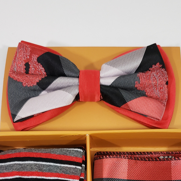SOLD Bow Tie Hanky Socks Set by R Lewis RGB002 Red - Picture 2 of 5